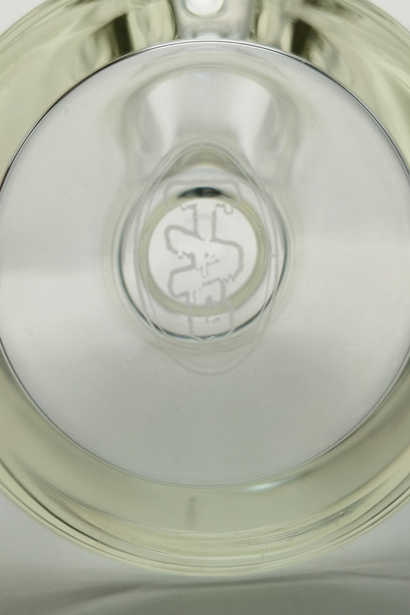 Close-up of TAG logo on the base of a 14" Beaker Bong made by Thick Ass Glass