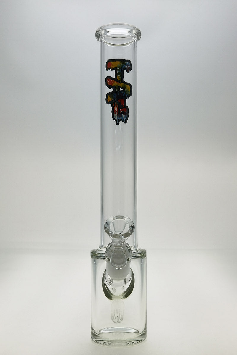 TAG 14" Beaker Bong with Clear Glass and Slyme Logo, 18/14MM Downstem, Front View