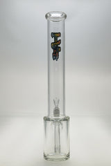 TAG 14" Beaker Bong with Clear Glass and Black Logo, Front View on White Background