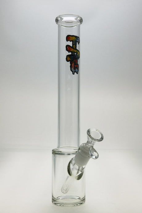 TAG 14" Beaker Bong with 18/14MM Downstem, Clear Glass, Front View on White Background
