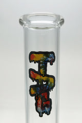 TAG 14" Beaker Bong with Tie Dye Logo, 65x7MM Clear Glass, Front View