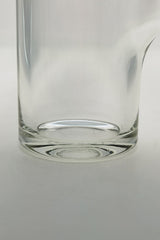 Close-up view of TAG 14" Beaker Bong base, 65x7mm thick clear glass, for dry herbs