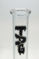 TAG 14" Beaker Bong Base with Tie Dye Logo, Thick 7mm Glass, Front View on White Background