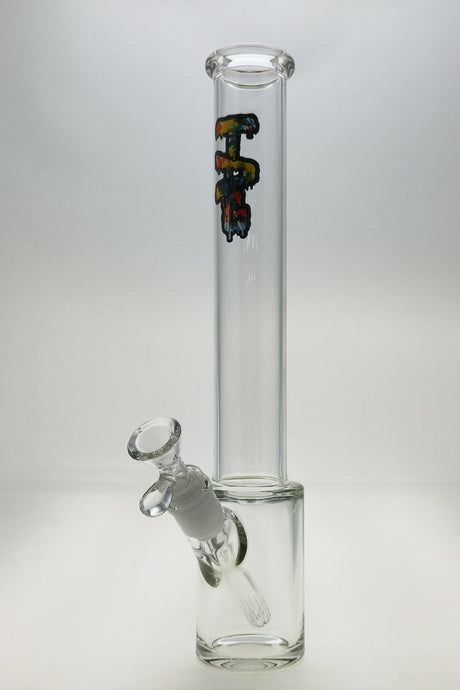 TAG 14" Beaker Bong with Wavy Tie Dye Label, Clear Glass, Front View, Thick 7mm