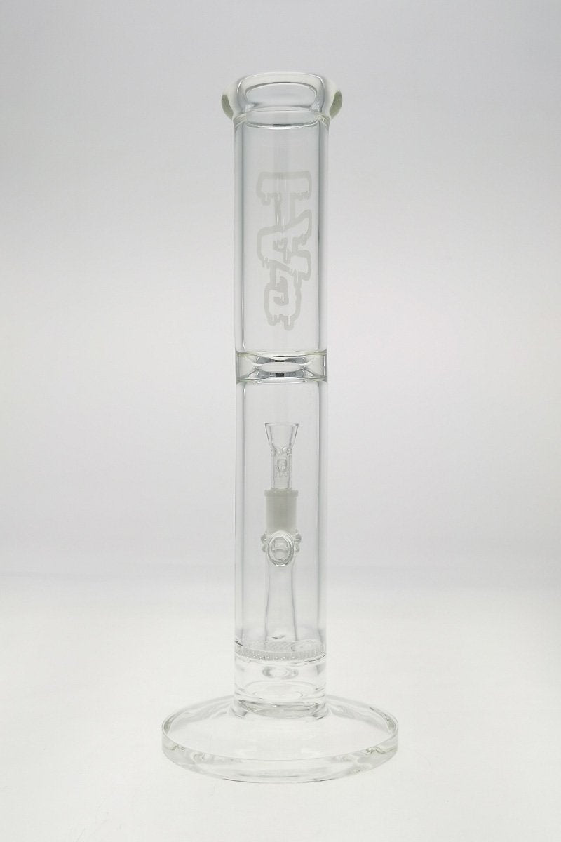 TAG 14" Clear Glass Bong with Honeycomb Percolator and Ice Catcher, Front View
