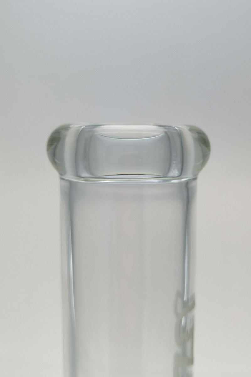 TAG 14" Straight Tube Bong clear glass top view showing 18/14MM downstem opening