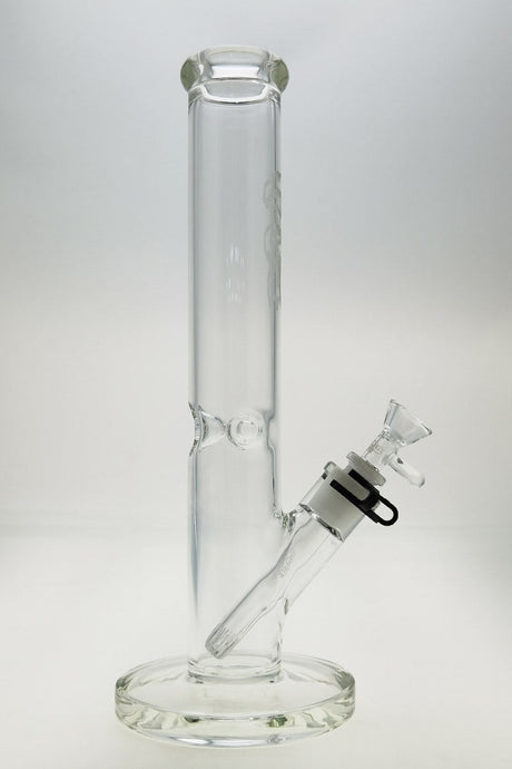 TAG 14" Straight Tube Bong 50x5MM with 18/14MM Downstem, Clear Glass, Front View