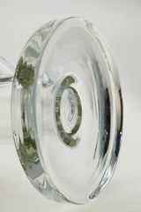 Close-up of TAG 14" Straight Tube Bong base, 50x7MM glass, clear with 18/14MM Downstem
