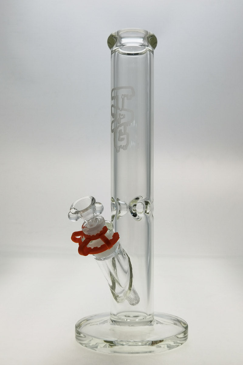 TAG 14" Straight Tube Bong, 50x7MM Clear Glass with 18/14MM Downstem, Front View
