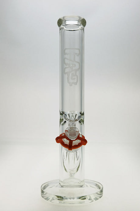 TAG 14" Straight Tube Bong 50x7MM with 18/14MM Downstem, Clear Glass, Front View