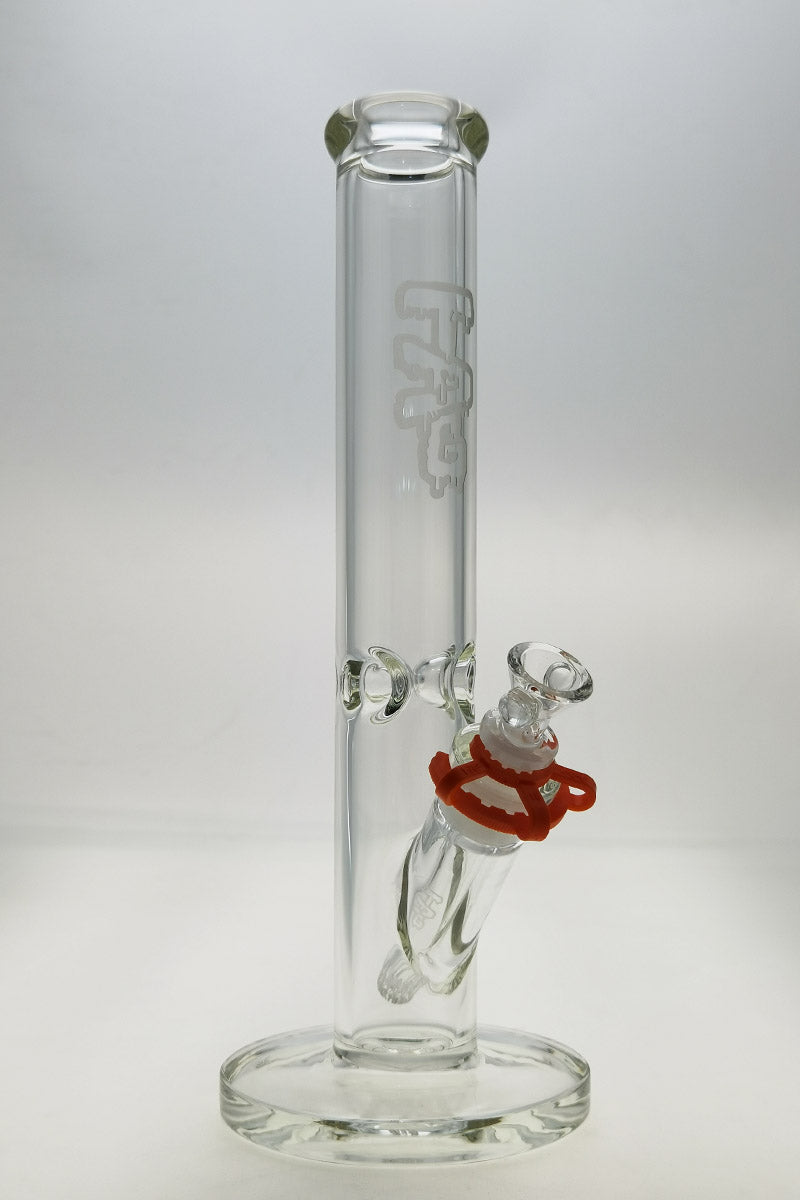 TAG 14" Clear Straight Tube Bong, 50x7MM Glass, 18/14MM Downstem, Front View