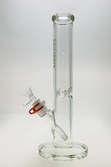 TAG 14" Straight Tube Bong, 50x7MM with 18/14MM Downstem, Clear Glass, Front View