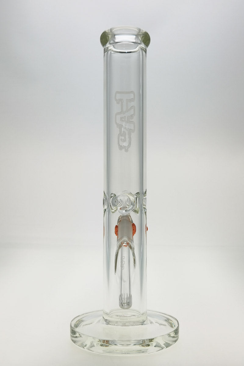 TAG 14" Straight Tube Bong 7mm Thick with 18/14MM Downstem Front View