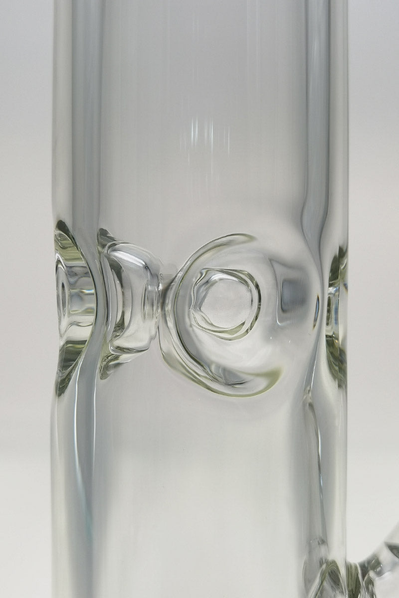 TAG 14" Straight Tube Bong, Clear Glass, 50x7MM with 18/14MM Downstem, Close-up Side View