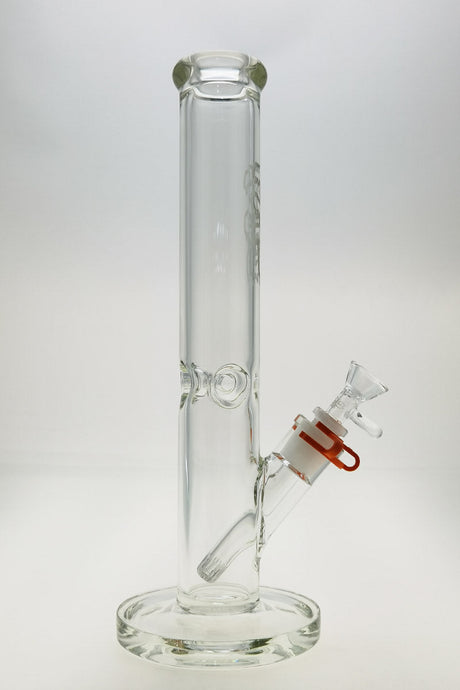 TAG 14" Clear Straight Tube Bong with 50x7MM Glass, 18/14MM Downstem, Front View