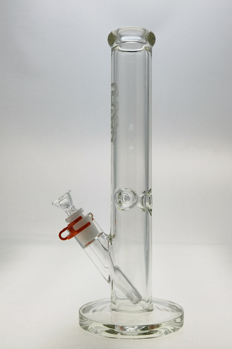 TAG 14" Straight Tube Bong, 50x9MM, Clear Glass, 18/14MM Downstem, Front View