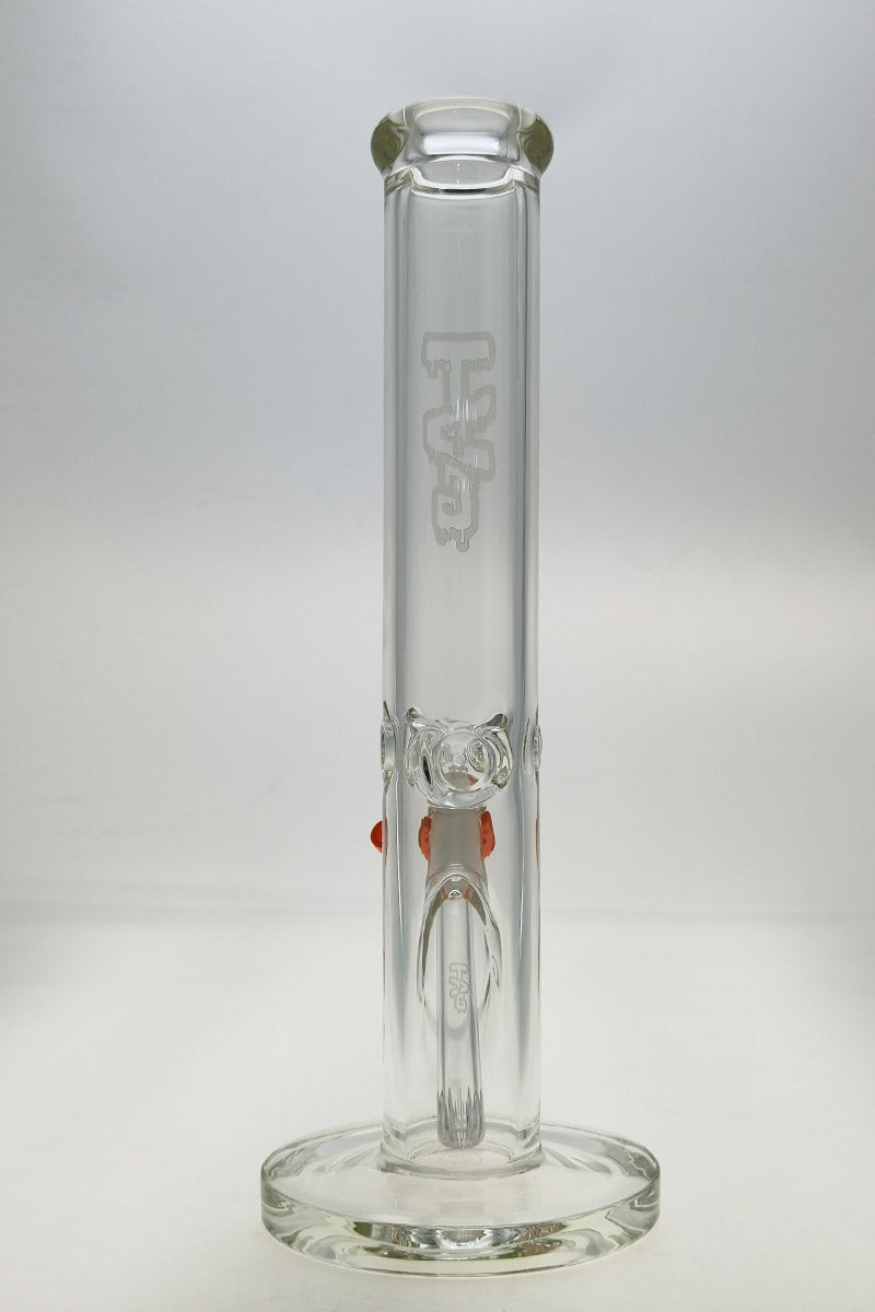 TAG 14" Straight Tube Bong 50x9MM Clear Glass with 18/14MM Downstem Front View