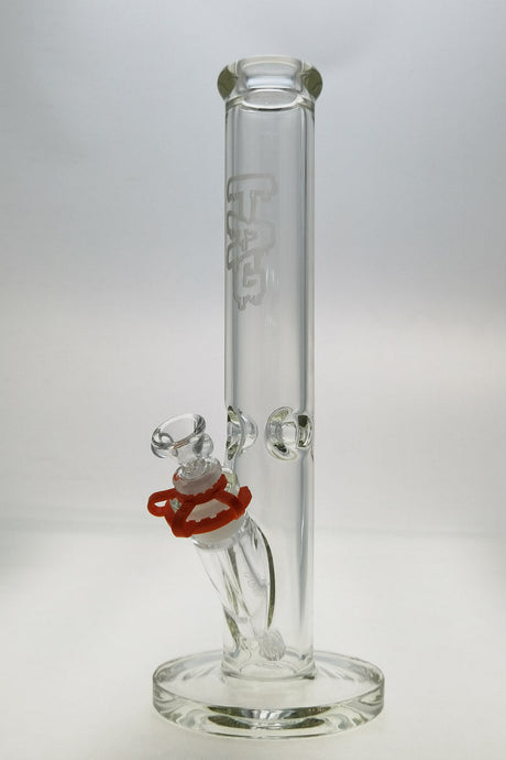 TAG 14" Straight Tube Bong with 50x9MM Clear Glass and 18/14MM Downstem, Front View