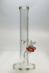TAG 14" Straight Tube Bong, 50x9MM, Clear Glass, 18/14MM Downstem, Front View
