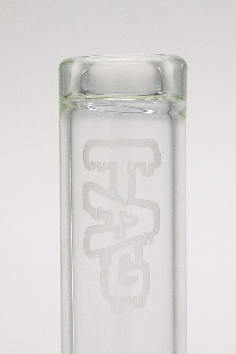 TAG 14" Straight Tube Bong Close-Up, 7MM Thick Glass with Double UFO Downstem
