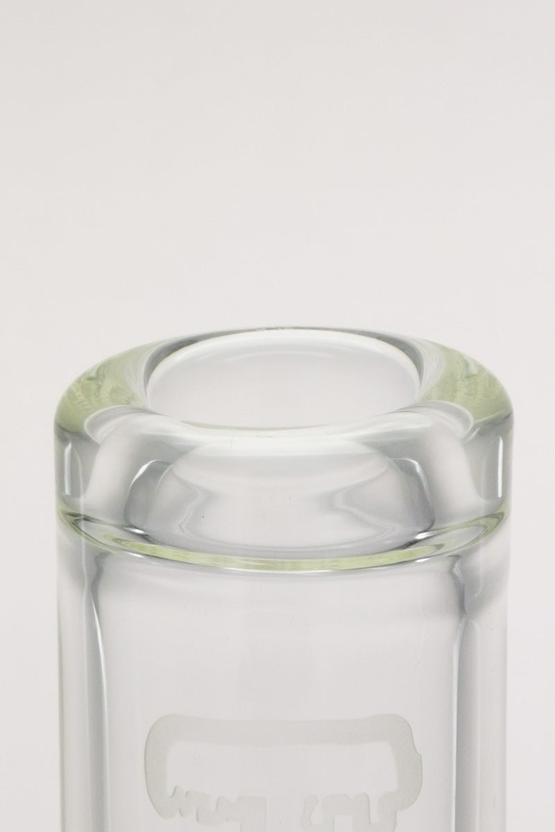 Close-up of TAG 14" Straight Tube Bong top with Double UFO Downstem