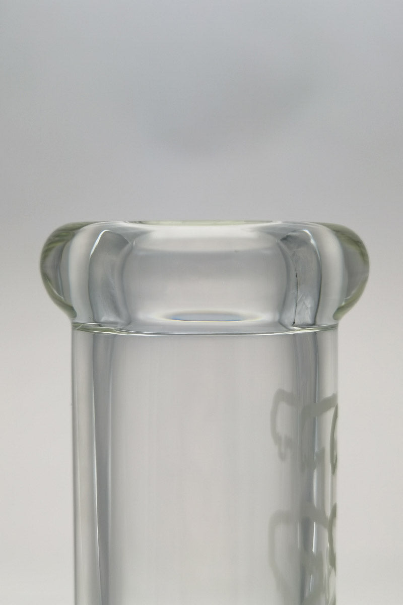 Close-up of TAG 14" Beaker Bong top with 8 Arm Tree Percolator, 50x7MM thick glass