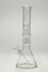 TAG 14" Super Slit UFO Beaker Bong with 18/14MM Downstem, clear glass, front view
