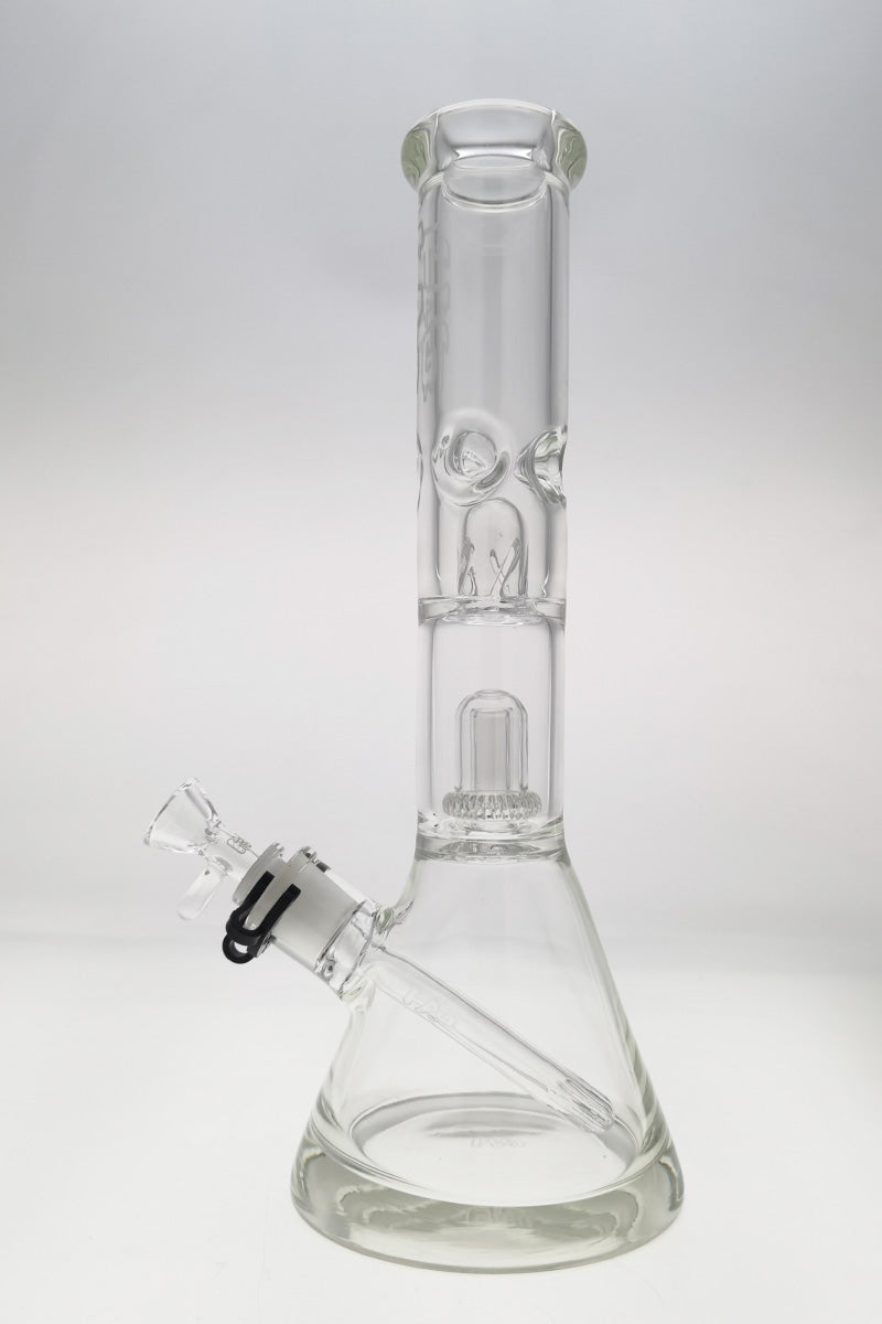 TAG 14" Super Slit UFO Beaker Bong with 18/14MM Downstem, Clear Glass, Front View