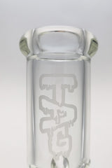 Close-up of TAG 14" Super Slit UFO Beaker with 7mm thickness and frosted logo