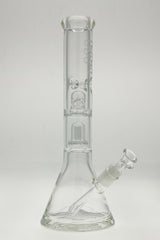 TAG 14" Super Slit UFO Beaker Bong with 18/14MM Downstem, 7mm thickness, front view on white