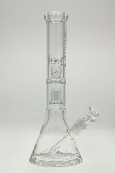 TAG 14" Super Slit UFO Beaker Bong with 18/14MM Downstem, 7mm thickness, front view on white