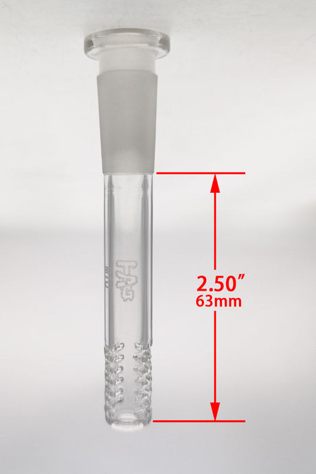 TAG 2.50" Clear Gridded Super Slit Downstem for Bongs, 14mm to 10mm Joint Size