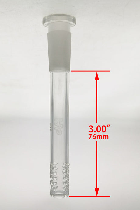TAG 3-inch clear glass downstem with 36-hole open end gridded design for bongs, front view
