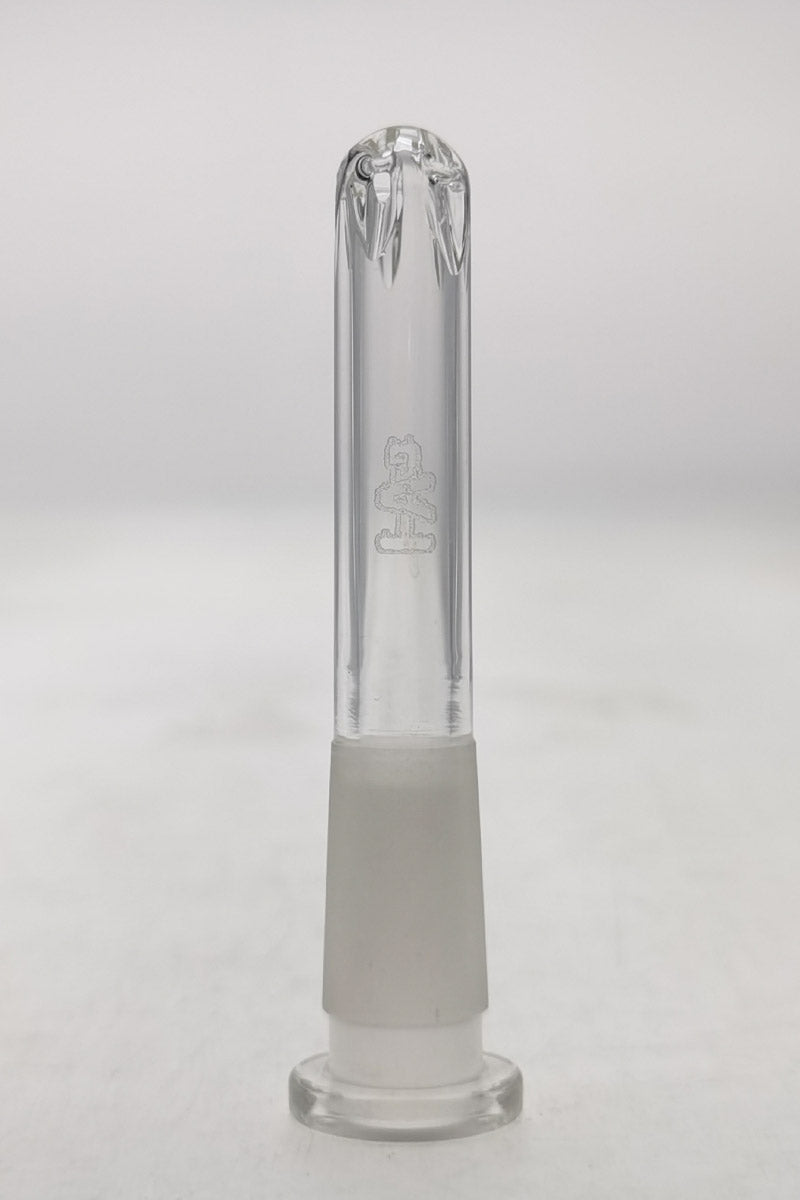 TAG 14/10MM Closed End Showerhead Downstem by Thick Ass Glass, Quartz Material, Front View