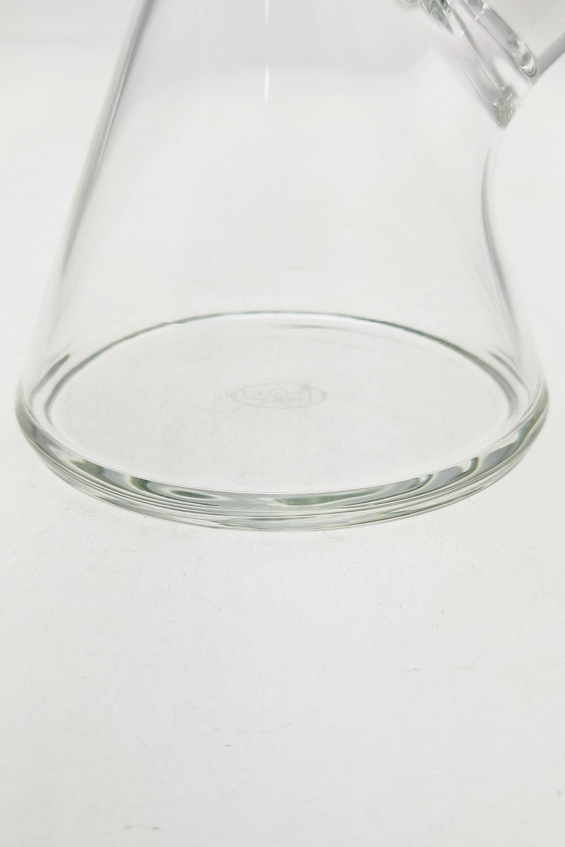 Close-up of TAG 15" Beaker Base 50x5MM with 18/14MM Downstem, showcasing its thick borosilicate glass