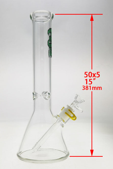 TAG 15" Beaker Bong 50x5MM with 18/14MM Downstem, Tie Dye Detail, Front View