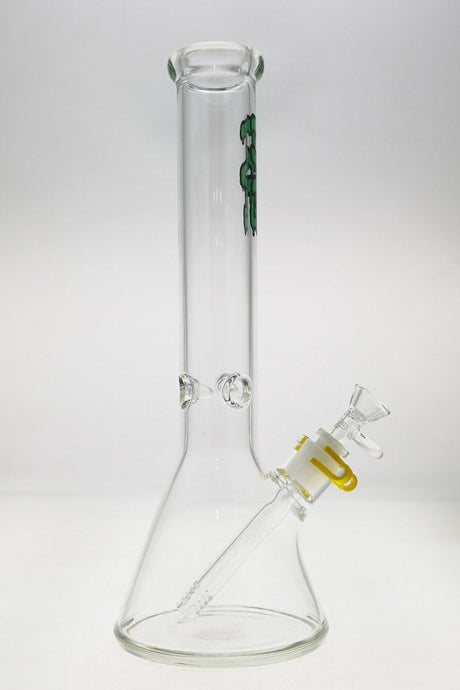 Thick Ass Glass 15" Beaker Bong in Tie Dye Yellow with 50x5MM Borosilicate Glass and 18/14MM Downstem
