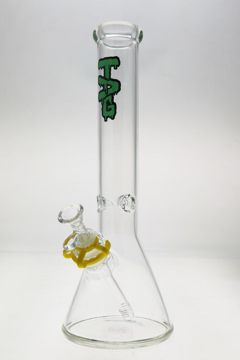 TAG 15" Tie Dye Beaker Bong with 18/14MM Downstem, Thick Borosilicate Glass, Front View