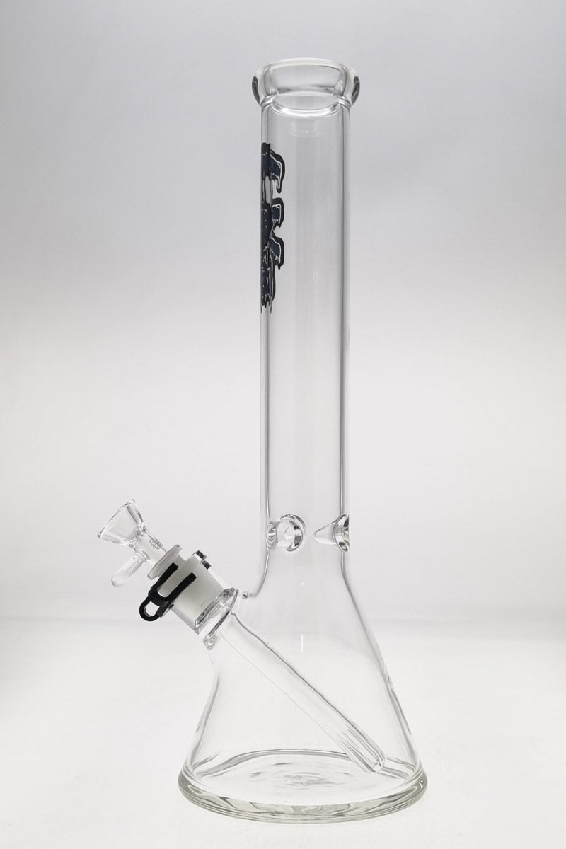 TAG 16" Beaker Bong 50x5MM with 18/14MM Downstem, Thick Borosilicate Glass, Front View