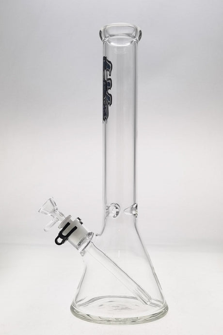 Thick Ass Glass 16" Beaker Bong in Clear Borosilicate with Quartz Downstem, Front View
