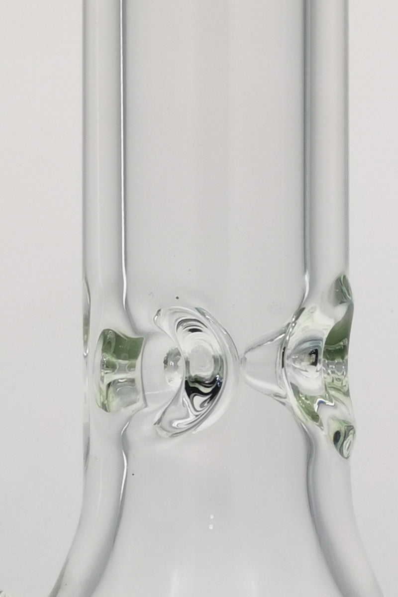 Close-up of TAG 16" Beaker Bong 50x9MM with 18/14MM Downstem in clear quartz