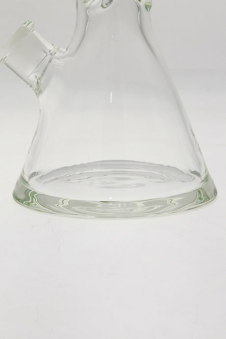 TAG 16" Beaker Bong 50x9MM with 18/14MM Downstem, clear quartz, close-up side view on white background