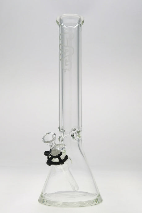 TAG 16" Beaker Bong 50x9MM with 18/14MM Downstem, Wavy Sandblasted Logo, Front View