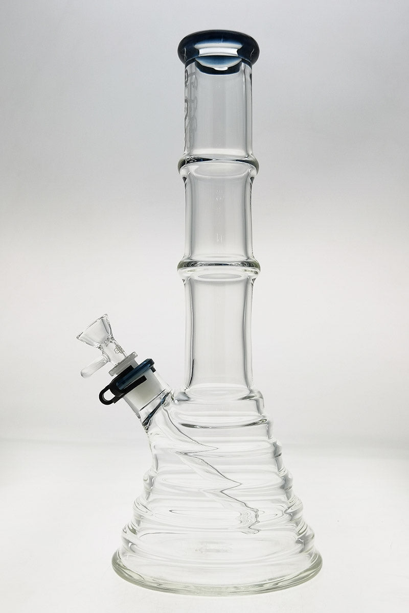 TAG 16" Beaker Bong, Bamboo Design, 50x7MM Thick Glass, Front View with 18/14MM Downstem