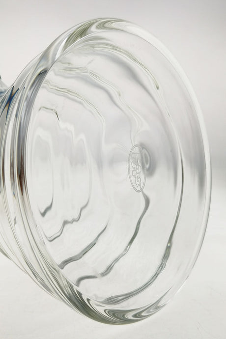 Close-up of TAG 16" Beaker Bamboo Bong base, showcasing the 7mm thick quartz glass and 18/14MM downstem