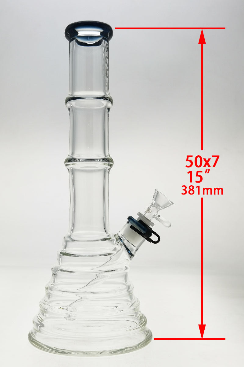 TAG 16" Beaker Bamboo Bong with 18/14MM Downstem, 7mm Thick Quartz, Side View