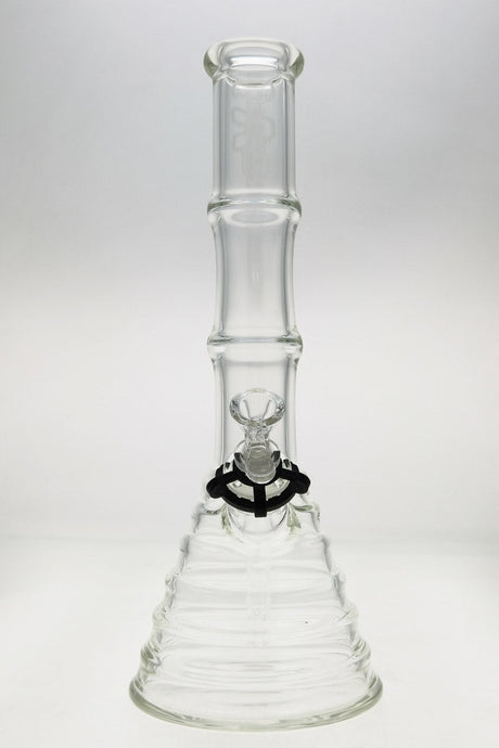 TAG 16" Beaker Bamboo Bong, 50x7MM, Front View, 18/14MM Downstem, 7mm Thick Quartz