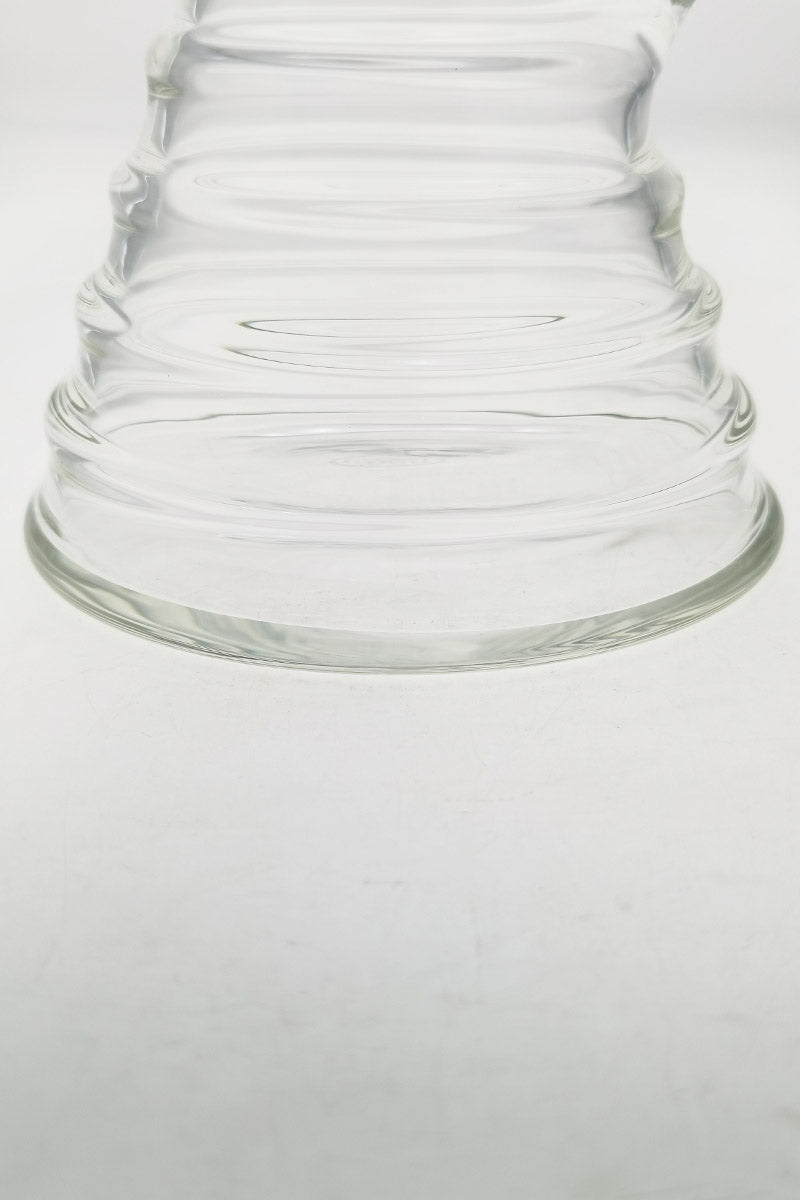 Close-up of TAG 16" Beaker Bamboo Bong base, 7mm thick quartz glass, 18/14MM downstem