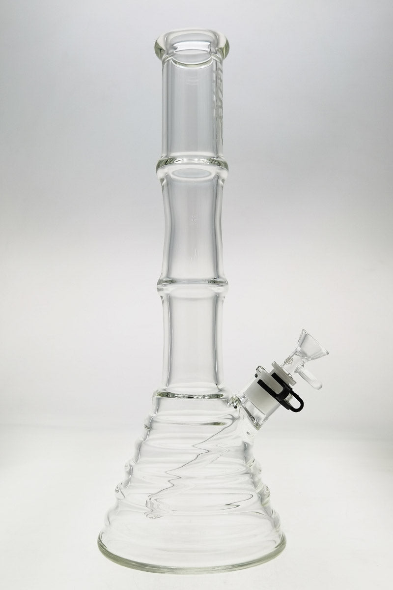 TAG 16" Beaker Bong Bamboo Design with 18/14MM Downstem, 7mm Thick Glass, Front View