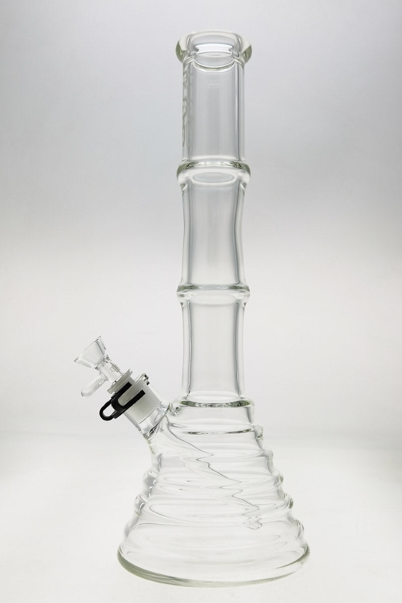 TAG 16" Beaker Bong with Bamboo Design, 50x7MM Thick Quartz Glass, Front View